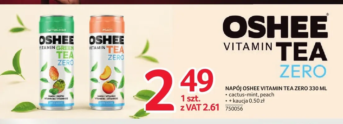 Napój Oshee Vitamin Tea Zero cactus-mint promocja w Selgros
