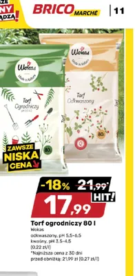 Torf odkwaszony Wokas promocja w Bricomarche