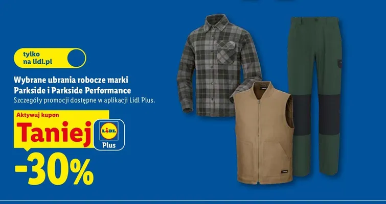 Ubrania robocze marki Parkside i Parkside Performance promocja w Lidl