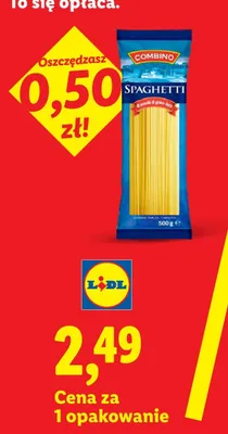 Makaron spaghetti z pszenicy durum Combino promocja w Lidl