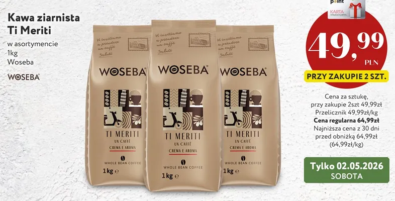 Kawa ziarnista Woseba Ti Meriti w asortymencie promocja w Market Point