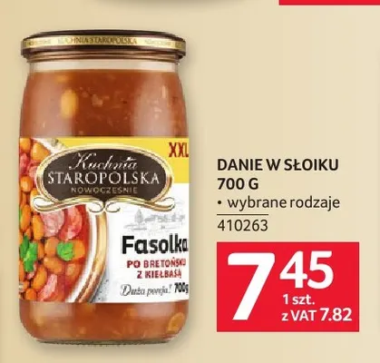 Danie w słoiku fasolka po bretońsku z kiełbasą Kuchnia Staropolska promocja w Selgros