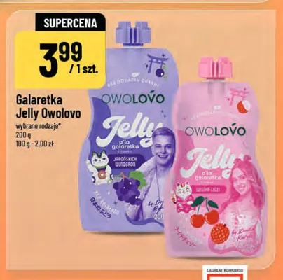 Galaretka Jelly o smaku wiśnia-liczi Owolovo promocja w POLOmarket