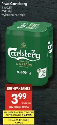 Piwo Carlsberg promocja w Delikatesy Centrum