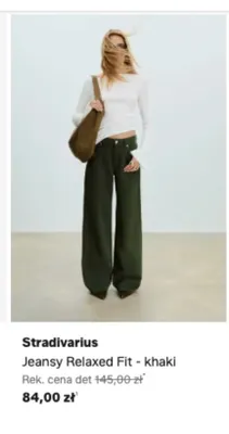 Jeansy Relaxed Fit Stradivarius khaki promocja w Lounge by Zalando