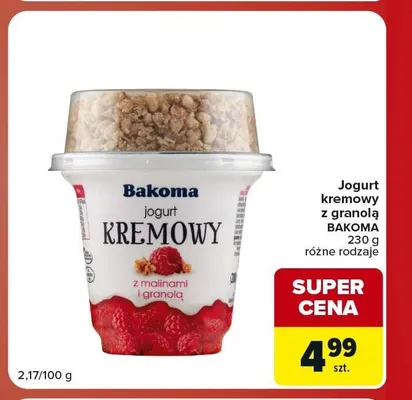 Jogurt kremowy z granolą Bakoma promocja w Carrefour Market