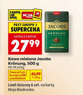Kawa mielona Jacobs Krönung promocja w Biedronka