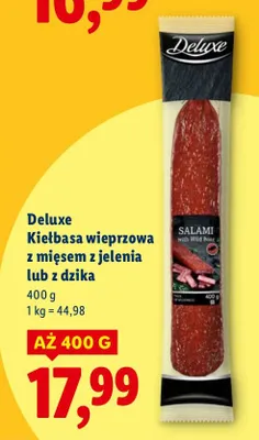 Kiełbasa wieprzowa z mięsem z jelenia  promocja w Lidl