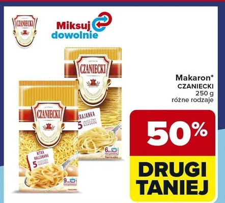 Makaron czaniecki różne rodzaje promocja w Carrefour