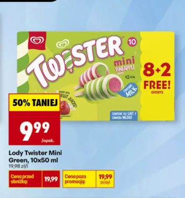Lody Twister Mini Green 10-pak promocja w Biedronka