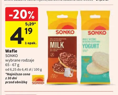 Wafle Yogurt Sonko promocja w Intermarche
