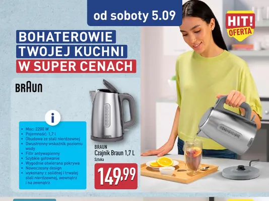Czajnik Braun 1,7 l promocja w Aldi