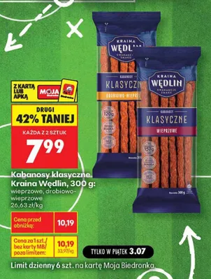 Kabanosy klasyczne drobiowo-wieprzowe Kraina Wędlin promocja w Biedronka