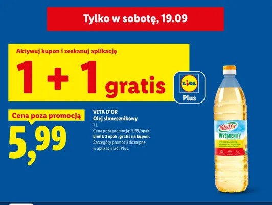 Olej słonecznikowy Vita D'or promocja w Lidl
