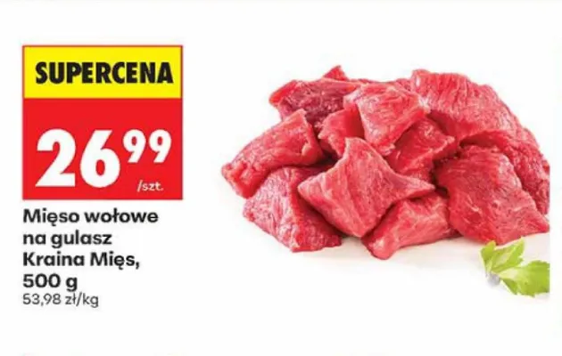 Mięso wołowe na gulasz Kraina Mięs promocja w Biedronka