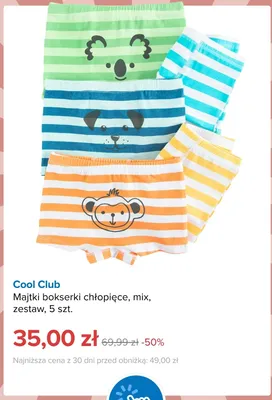 Majtki bokserki chłopięce Cool Club 5-pak promocja w Smyk