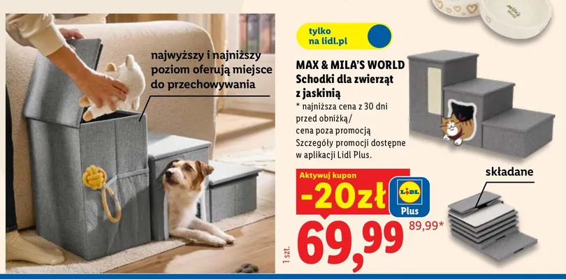 Schodki dla zwierząt z jaskinią Max & Mila's World promocja w Lidl