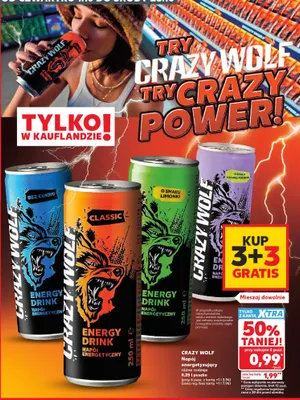 Napój energetyzujący o smaku limonki Crazy Wolf promocja w Kaufland