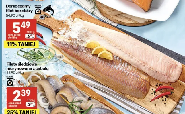 Dorsz czarny filet bez skóry promocja w Delikatesy Centrum