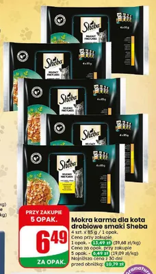 Mokra karma dla kota drobiowe smaki Sheba 4-pak promocja w Dino