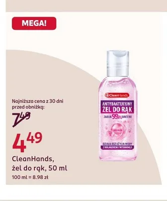 Antybakteryjny żel do rąk CleanHands promocja w Rossmann