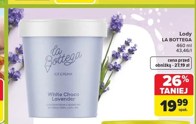 Lody La Bottega White Choco Lavender promocja w Carrefour