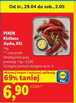 Kiełbasa śląska XXL Pikok promocja w Lidl