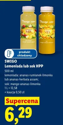 Lemoniada Swigo HPP ananas-herbata assam promocja w Lidl