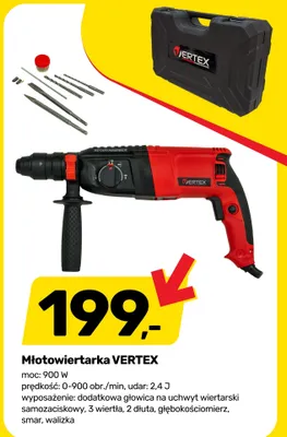 Młotowiertarka VERTEX 900W 0-900 obr./min udar 2,4J promocja w Bricomarche