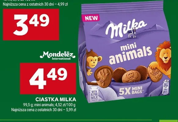 Ciastka Milka mini animals promocja w Stokrotka