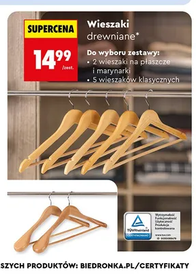 Wieszaki na płaszcze i marynarki 2-pak promocja w Biedronka