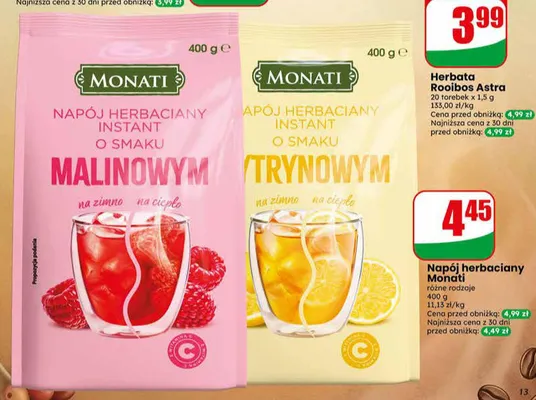 Napój herbaciany instant o smaku cytrynowym Monati promocja w Dino