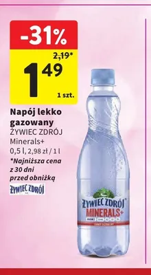 Napój lekko gazowany Żywiec Zdrój Minerals+ promocja w Intermarche