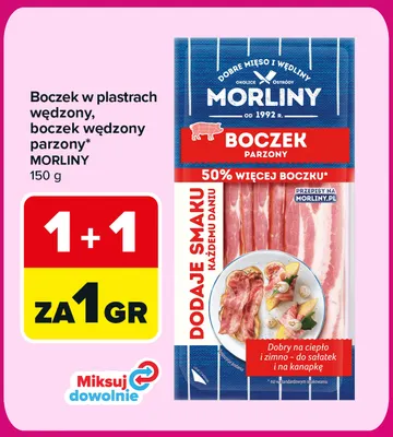 Boczek w plastrach wędzony Morliny promocja w Carrefour