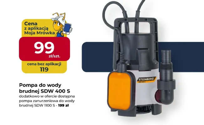 Pompa do wody brudnej Sdw 400 S Steinberg promocja w PSB Mrówka