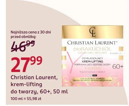 Krem-lifting do twarzy Christian Laurent bioBakuchiol 60+ promocja w Rossmann