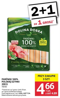Parówki 100% polskiej szynki Dolina Dobra promocja w Selgros