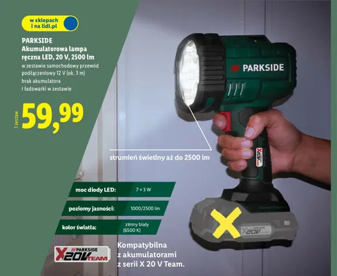 Akumulatorowa lampa robocza led Parkside promocja w Lidl