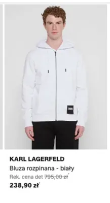 Bluza rozpinana Karl Lagerfeld biały promocja w Lounge by Zalando