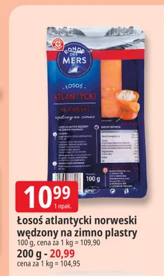 Łosoś atlantycki norweski wędzony na zimno plastry Ronde des Mers 100 g promocja w Leclerc