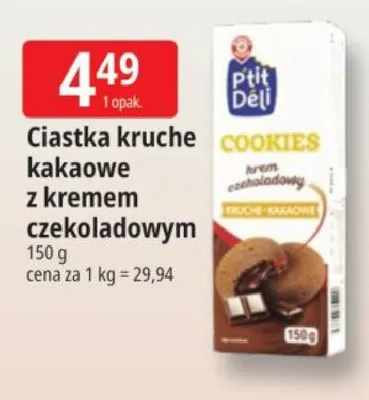 Ciastka kruche kakaowe z kremem czekoladowym P'tit Déli promocja w Leclerc