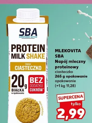 Napój mleczny proteinowy smak ciasteczko Mlekovita SBA promocja w Kaufland