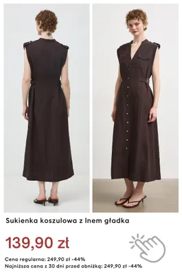 Sukienka koszulowa z lnem gładka promocja w Medicine