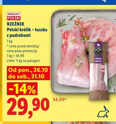 Polski królik tuszka z podrobami Rzeźnik promocja w Lidl