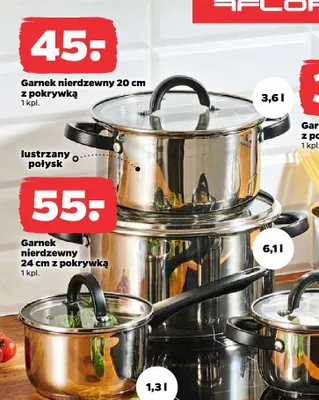 Garnek nierdzewny 24 cm z pokrywką promocja w Netto