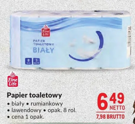 Papier toaletowy biały rumiankowy lawendowy Fine Life promocja w Makro