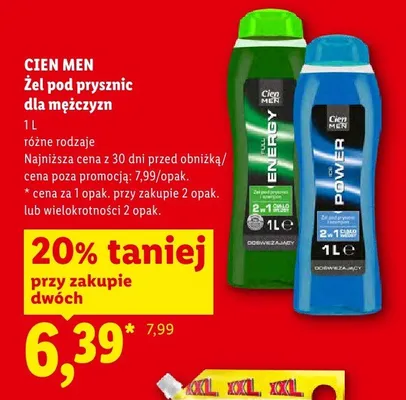 Żel pod prysznic dla mężczyzn Cien Men Power promocja w Lidl