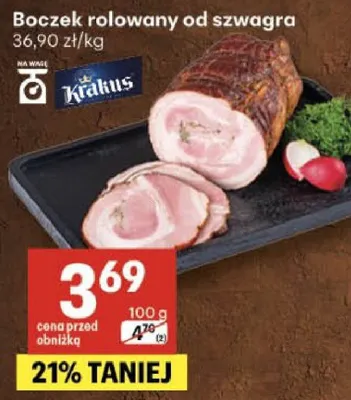 Boczek rolowany od szwagra Krakus promocja w Delikatesy Centrum