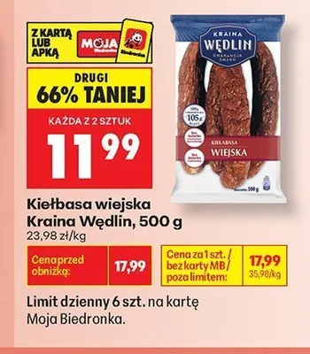 Kiełbasa wiejska Kraina Wędlin promocja w Biedronka