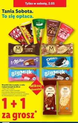 Lody Ballino smak truskawkowy w rożku promocja w Lidl